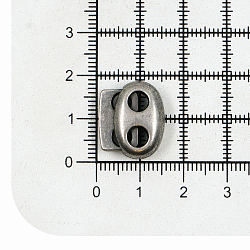 6966 Фиксатор для шнура плоский 15*18мм, 2 отверстия d-3,5мм, металл, темное серебро BIG