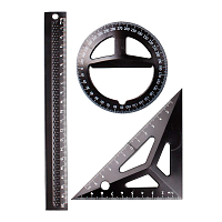 DV-1655 Набор геометрический (линейка + треугольник + транспортир) (черный)