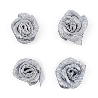 Цветы пришивные атласные 'Роза' 1,5 см, 4шт (серебристо-серый)