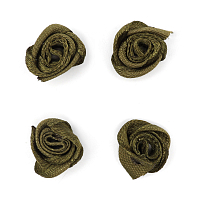 Цветы пришивные атласные 'Роза' 1,5 см, 4шт (темно-оливковый)