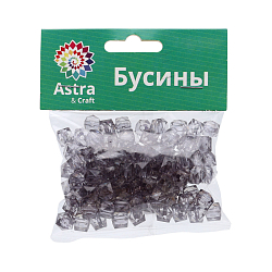 Бусины пластиковые, акрил, прозрач. в цвете, граненый куб, 10мм, 50гр, Astra&Craft